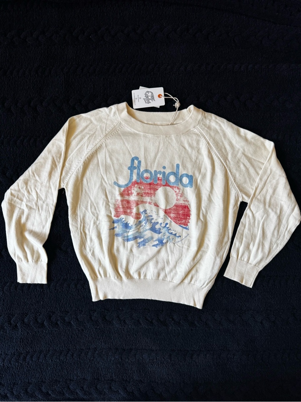 Vintage Florida Graphic Sweatshirt - Cream with Blue & Red Print